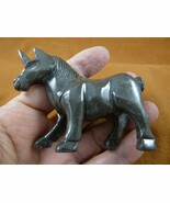 (Y-UNI-401) Gray white Unicorn gemstone wild flying horse SOAPSTONE PERU... - $559.46 MXN