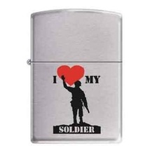 Zippo Lighter - I Love My Soldier Brushed Chrome - 851691 - £20.11 GBP