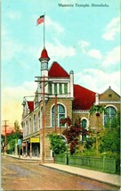 Postcard 1910s Honolulu Hawaii HI Masonic Temple hawaii &amp; South Seas Curio Q13 - £9.02 GBP
