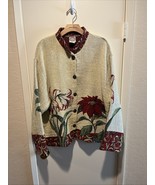 Sugar Street Weavers Tapestry Cardigan Jacket Poinsetta Floral Holiday S... - $55.44 CAD
