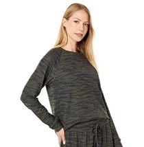 BEYOND YOGA printed lux lounger pullover ragland dark olive woodgrain size L - £21.80 GBP