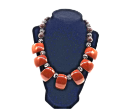 Chunky Brown Necklace Bold Fashion Statement Lobster Claw Closure 19 Inches Long - £9.19 GBP