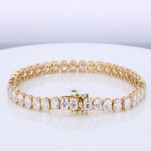 9.39Ct Oval Cut CZ Tennis Bracelet 7 in 14k Yellow Gold Plated Silver - £138.24 GBP