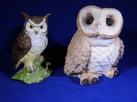 Lefton China Hand Painted OWL On Branch Figurine 2 3/4&quot; #01000 Plus Bonus Owl - £15.62 GBP
