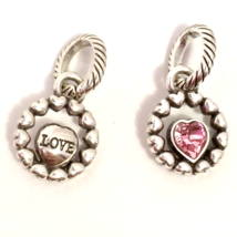 Brighton Ring Of Love Charm, J9885A Silver Finish, Pink Stone, New - $11.40