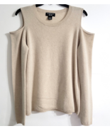 Peck &amp; Peck Luxur Beige Cashmere Cold Shoulder Long Sleeve Sweater - M NWT - £38.71 GBP