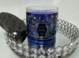 New/Boxed Bath &amp; Body Works Spooky Moontini 3-Wick Halloween Candle Skull Lid - £28.62 GBP