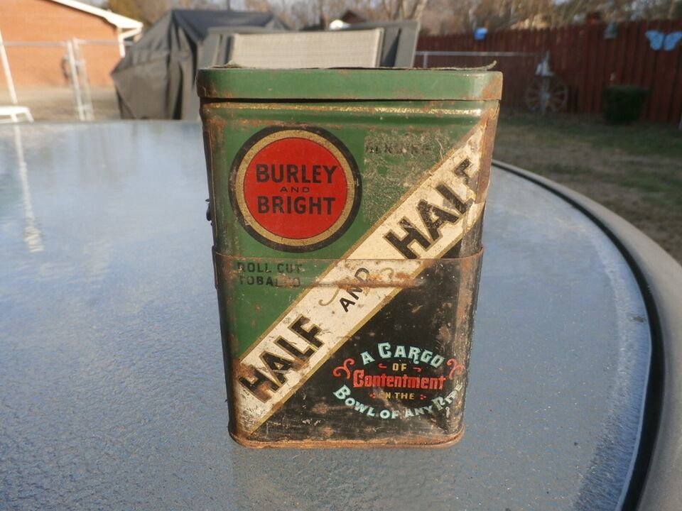 VINTAGE BURLEY AND BRIGHT HALF AND HALF TELESCOPE TIN-L@@K! - $7.26