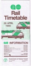 Go Rail Service Timetable April 1990 - $2.16