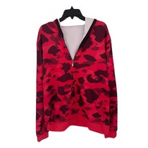 Men&#39;s Red Camo Full Zip Hoodie Sweatshirt Streetwear Casual Hooded Jacket - $24.75