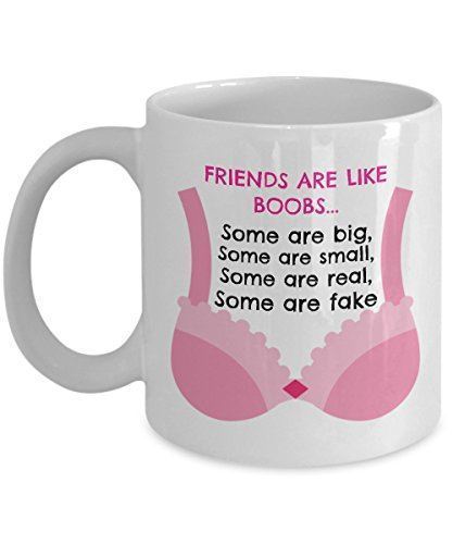 Friends Are Like Boobs - Novelty 11oz White Ceramic Boob Cups - Perfect Annivers - $21.99