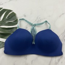 Cacique Lightly Lined T-Shirt Bra Size 40 DD No Wire Blue Lace Trim Race... - $23.75