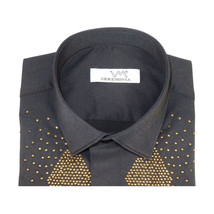 Men CEREMONIA Turkey Shirt 100% Cotton Fancy Rhine Stones #Rio 15 Black Slim Fit image 9