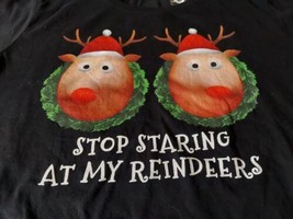 Christmas Novelty T Shirt Stop Staring at my Reindeers Size Large Womans - £21.98 GBP