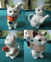 KITTY CHINESE CREAMER 1 CUP TEAPOT KOI FISH SPOUT 5&quot; LUCKY KITTY FIGURIN... - £28.30 GBP