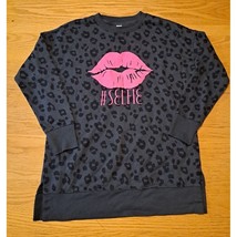 Old navy #selfie pink lips boyfriend tunic black leopart Sweatshirt nwot womens - $12.20