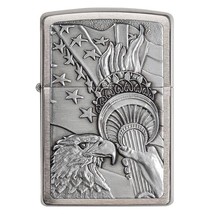 Zippo Windproof Lighter Patriotic Eagle Emblem Brushed Chrome - $65.81