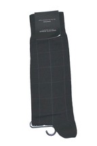 Saks Fifth Avenue Cotton Men&#39;s Italy Black Noir Plaid Soft Socks One Sz Fit All - £10.07 GBP