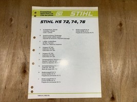 HS 72, 74, 76 HS72 HS74 HS76 STIHL Hedge Trimmer Parts List Diagram Manual - $12.38