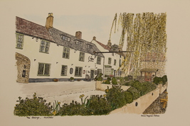 Nunney. The George Inn. English pubs. Old pubs in UK. Historic buildings. Sketch - £47.78 GBP