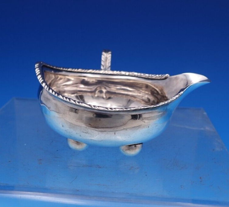 English Georgian Sterling Silver Sauce Boat Gadroon Rim Applied Handle (... - $206.91