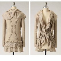 Anthropologie Settling Petals Sweater taupe Guinevere Cardigan XS merino wool - £39.66 GBP