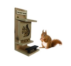 Squirrel / Chipmunk Feeder  With See Thru Plexiglass Squirrel  Shaped Window  - £19.97 GBP