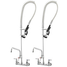 2 Pack Wall Mount Commercial Faucet W/ Pre-Rinse Pull Down Sprayer - £487.20 GBP
