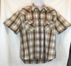 Aeropostale Mens XL Plaid Sz XL Button Up Shirt Snap Button brown tan  - $13.54 CAD