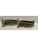 2Pc American Pottery Planter Brown Wheat Scroll design - $612.15 MXN