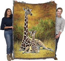 Pure Country Weavers Mother And Son Giraffe Blanket By Lucie Bilodeau -, 72X54 - £62.33 GBP