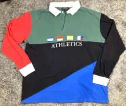 Pacsun Rugby Shirt Mens Extra Large Athletics Colorblock Polo Embroidered Flags - £14.72 GBP
