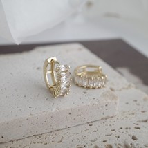 Mple classic crystal geometric hoop earrings for women elegant fashion gold color metal thumb200