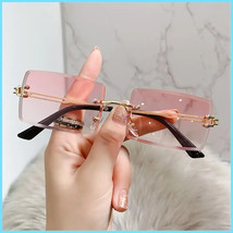 Gafas De Sol Moda Vintage Montura Rectangulares Sin Marco Gradiente UV40... - $15.98