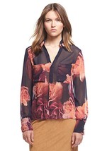 Nwt Robert Rodriguez Black Red Floral Chiffon Career Blouse Size L $89 - £27.01 GBP