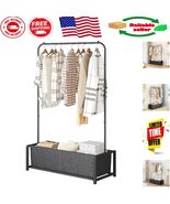 Black Metal Garment Rack with Large Capacity and Shoe Holder - Easy Asse... - $75.52 CAD