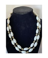 Bead Necklace White Silver Gold Womens Ladies Girls Fashion Jewelry 18&quot; - £7.75 GBP