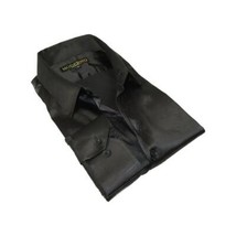 Men's Sports Shirt By Moderno Fancy Silky Satin Long Sleeves MJLS-143 Black image 2
