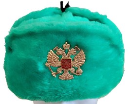 Russe Vert Clair Oreille Rabat Ouchanka Chapeau W/ Double Aigle Badge Ta... - $32.61