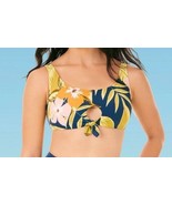 Beach Betty By Miracle Brands Navy Tie Front Floral Bikini Top Size Larg... - £11.72 GBP