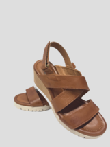 MIZ MOOZ WOMEN&#39;S SIDE CLOSURE  WEDGE SANDALS  BRANDY 37EU / 7US  # A-40 - $39.95