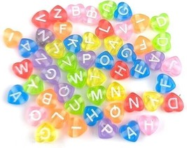 50 Heart Letter Beads Alphabet Acrylic Assorted Lot BULK Wholesale Rainbow - £5.43 GBP