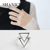 SHANICE Authentic 100% 925 Sterling Silver Jewelry Double Triangle Pattern Open  - £12.29 GBP