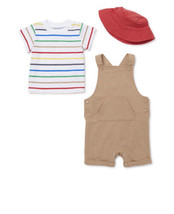 Wonder Nation Baby /Infant Boys Coverall Tee &amp; Bucket Hat Outfit Size 3/6 Month - £12.56 GBP