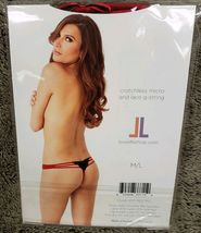 LoveLife Crotchless Micro & Lace Tri-Band G-String, M/L, Red & Black image 2