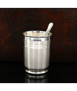 999 fine solid silver handmade water glass or milk tumbler and spoon,  s... - $306.01 CAD