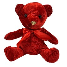 MTY Int. Valentine’s Day 10&quot; Red Rose Velveteen Plush Stuffed Teddy Bear Toy - £15.51 GBP