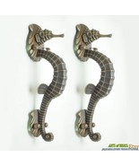 Pair 2.20&quot; Vintage Fantasia SEA HORSE Mythology Solid Brass Entry Door H... - £234.67 GBP