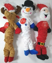 Set of 3 Pet factory Holiday Pull &amp; Squeak 18&quot; Dog Toy Reindeer, Santa &amp; Snowman - £19.92 GBP