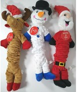 Set of 3 Pet factory Holiday Pull &amp; Squeak 18&quot; Dog Toy Reindeer, Santa &amp;... - £19.92 GBP